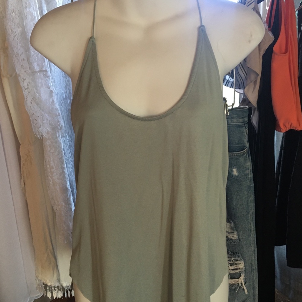 Spaghetti strap tank- light teal color - flowing fit -